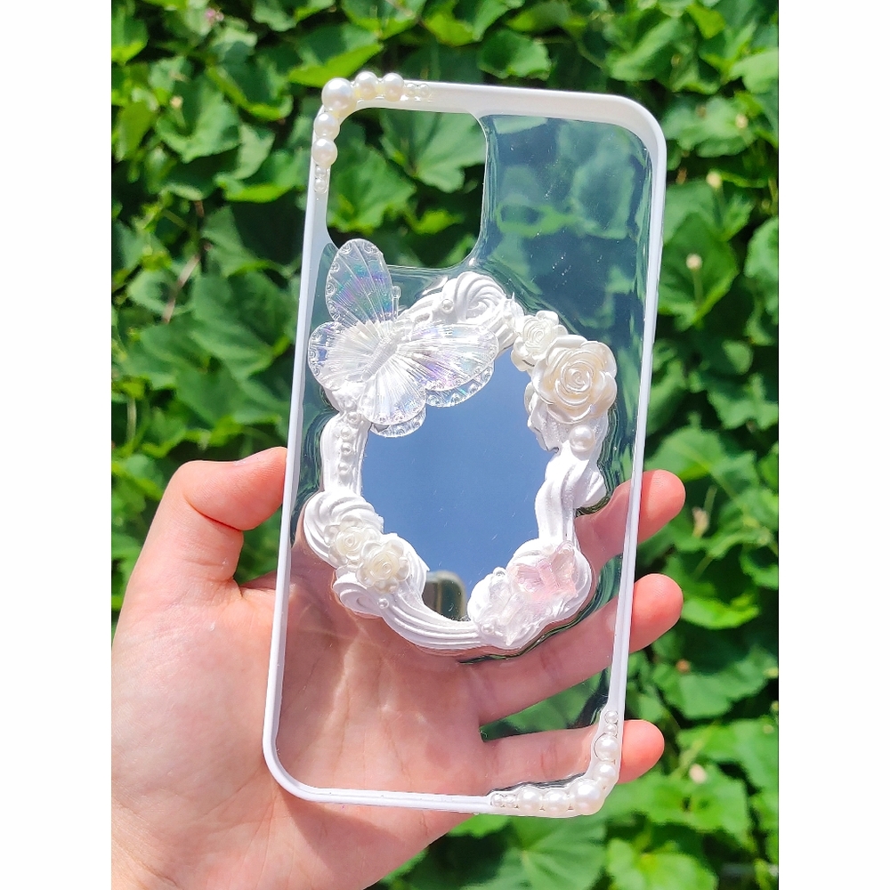 Butterfly Mirror Decoden Resin Phone Case - Picture 1 of 2